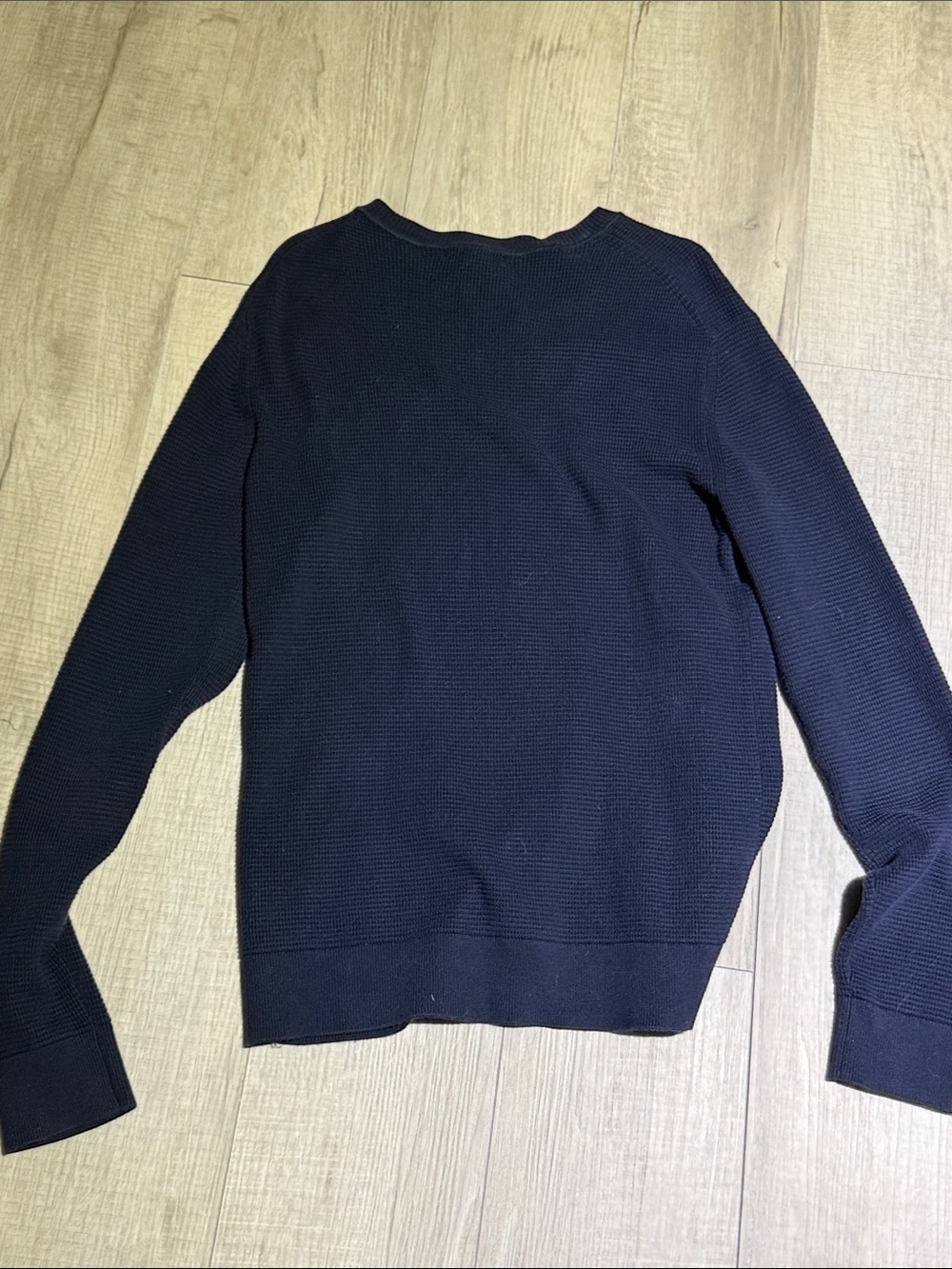 Banana Republic Men's Navy Crewneck Waffle Knit Sweater - Picture 3 of 3